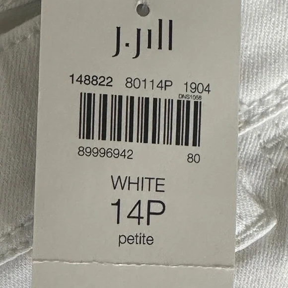 Brand New J. Jill Kick Flare White Jeans Size 14 Petite P Ankle length Raw Hem - Picture 7 of 8